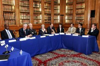 De gauche à droite: Roger Bambuck, Gilles de Robien, Marc Fumaroli, Dominique Schnapper, François Perret, Geneviève Gaillard, Guy Menant, Roland Debbasch, Bernard Thomas© Philippe Devernay M.E.N.E.S.R.